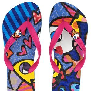 COPY - ROMERO BRITTO  Deeply in Love Flip Flop ** NEW ** US Size: 5/6. 7/8 & 9/…